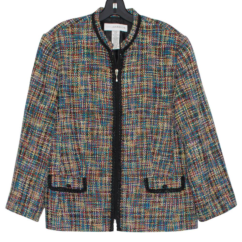 Vintage Blazer Boucle Tweed Statement Quiet Luxury Old Money Academia Rainbow 16